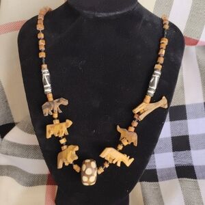 Wooden Necklace African Animal